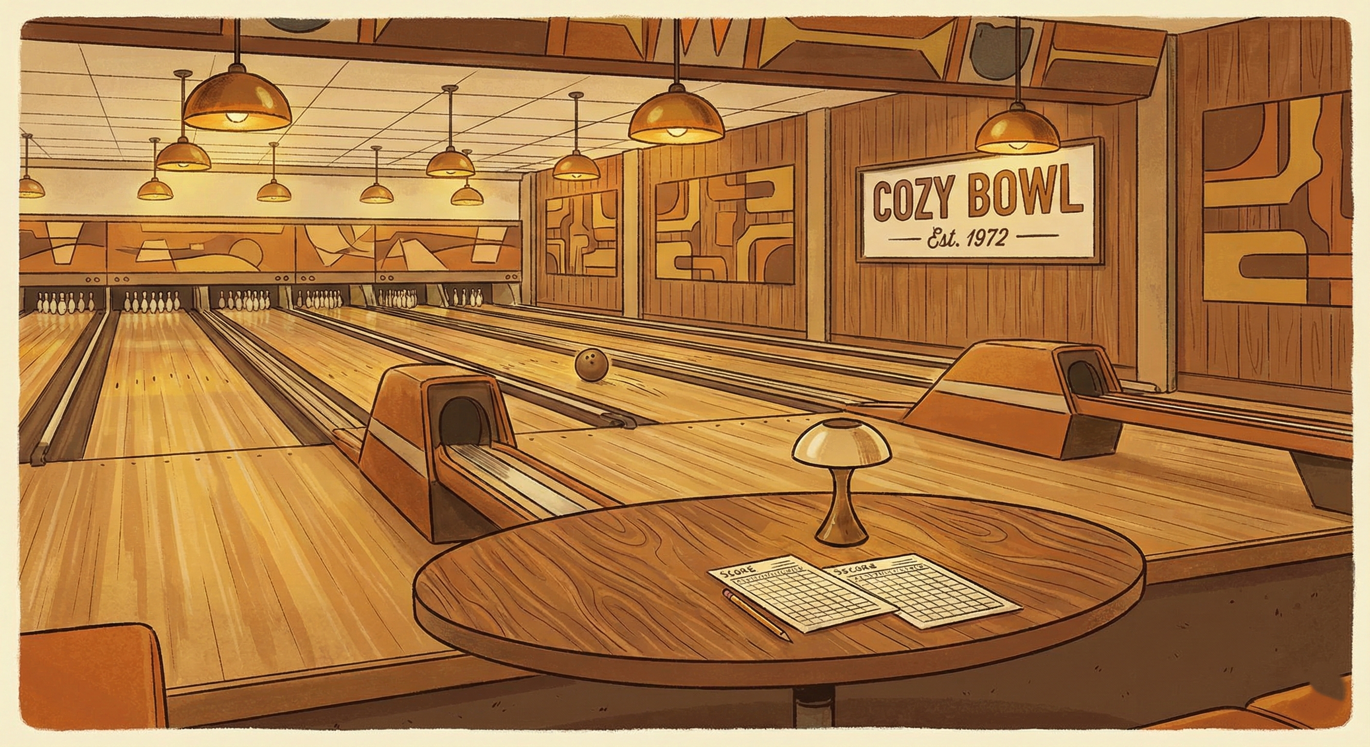 Vintage 70s bowling alley